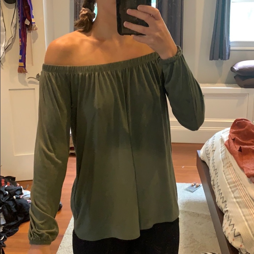 Green off the shoulder top